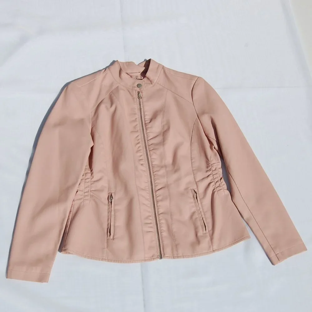 Baccini - Faux Leather Jacket - Light Pink - Size Medium - NWT - Picture 8 of 12